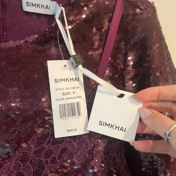 Jonathan Simkhai Burgundy Sequin Cocktail Dress NWT - Picture 4 of 8